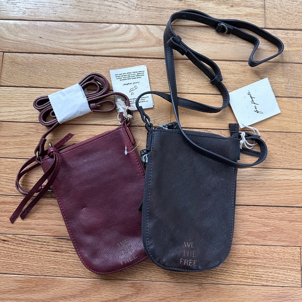 We The Free Shibori Wyatt Crossbody Adjustable Bundle Red And Brown/Black NWT